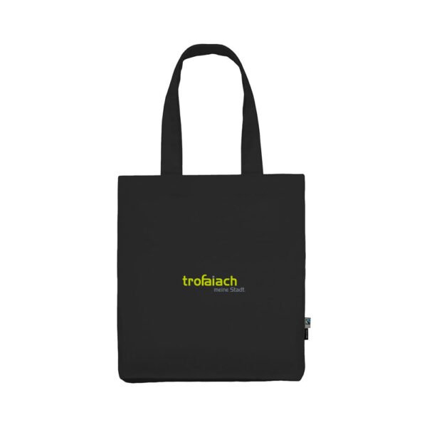 Baumwolltasche Schwarz mit trofaiach-Schriftzug, Vorderansicht