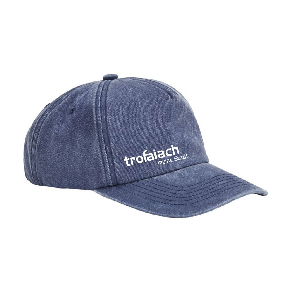 Kappe Beechfield Blau mit trofaiach-Schriftzug, Vorderansicht