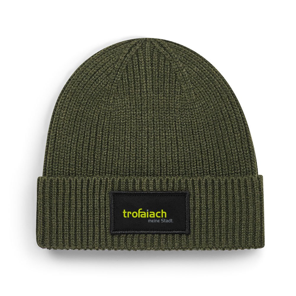 Haube mit Patch Olive, trofaiach-Patch, Vorderansicht