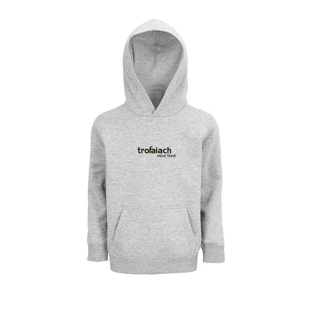 Hoodie Stellar Kids Hellgrau mit trofaiach-Schriftzug, Vorderansicht