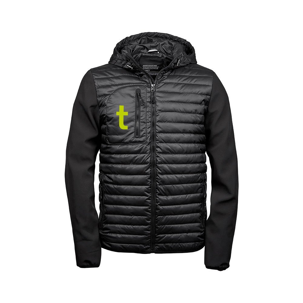 Crossover Kapuzenjacke Herren in Schwarz mit t-Logo, Vorderansicht