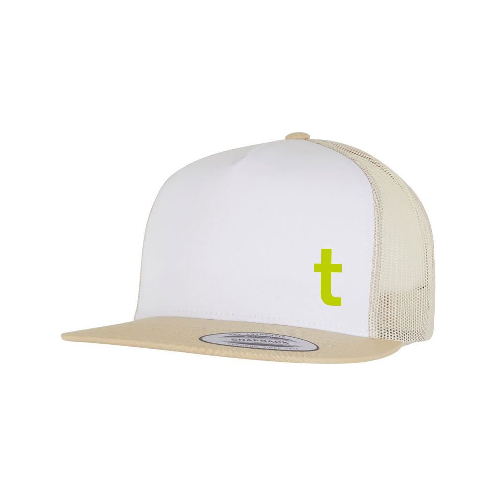 Kappe Flexfit Beige mit t-Logo, Vorderansicht